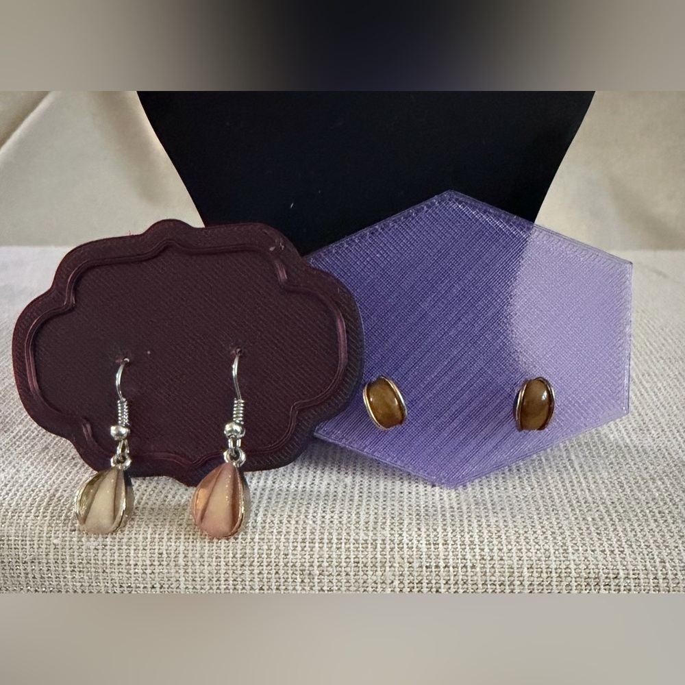 Women's Brown and Tan Drop Earrings Set - Elegant Two-Piece Pack